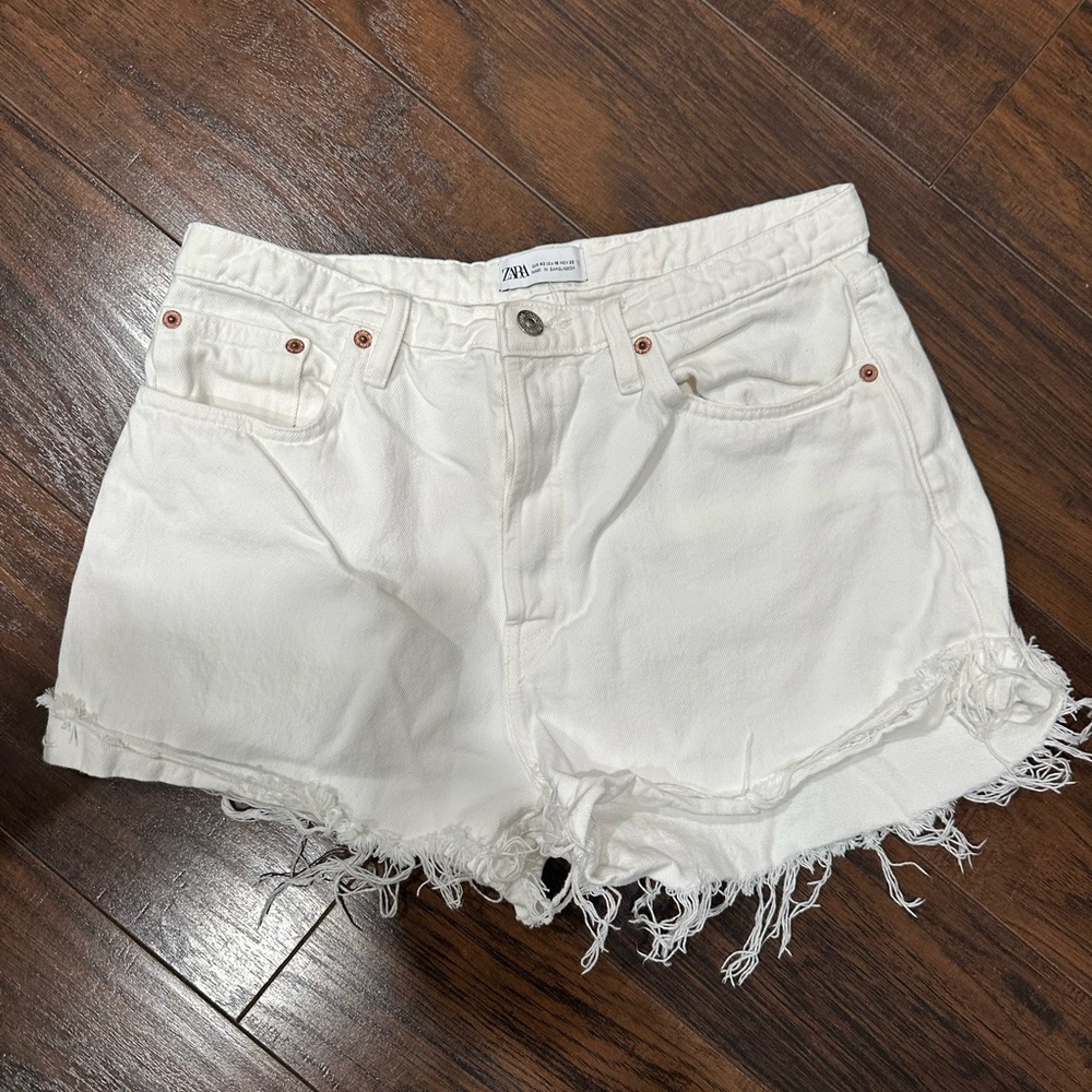 Zara Women's White Denim Shorts